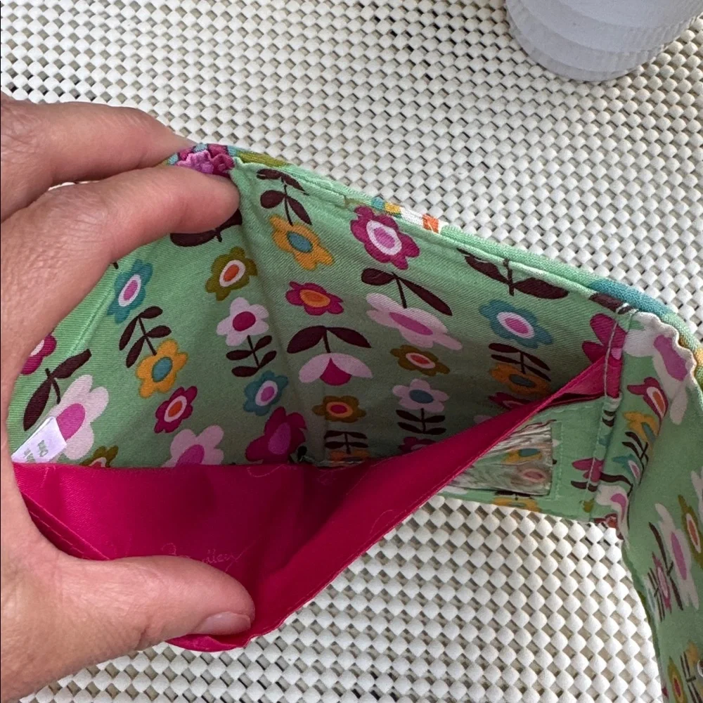 Floral Wallet with Green and Pink Accents